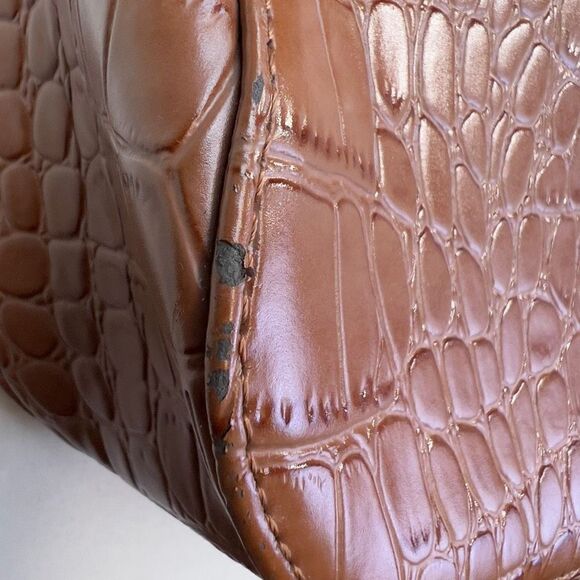 Code Sling Bag Women's Faux Animal Leather Metal Snap Brown Medium Shoulder Bag - Picture 9 of 13